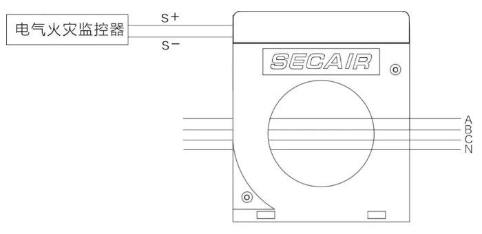 J-SCM41(160)剩余電流式<a href=http://m.pdjsj.com/dianqihuozai/ target=_blank class=infotextkey>電氣火災監控</a>探測器接線圖